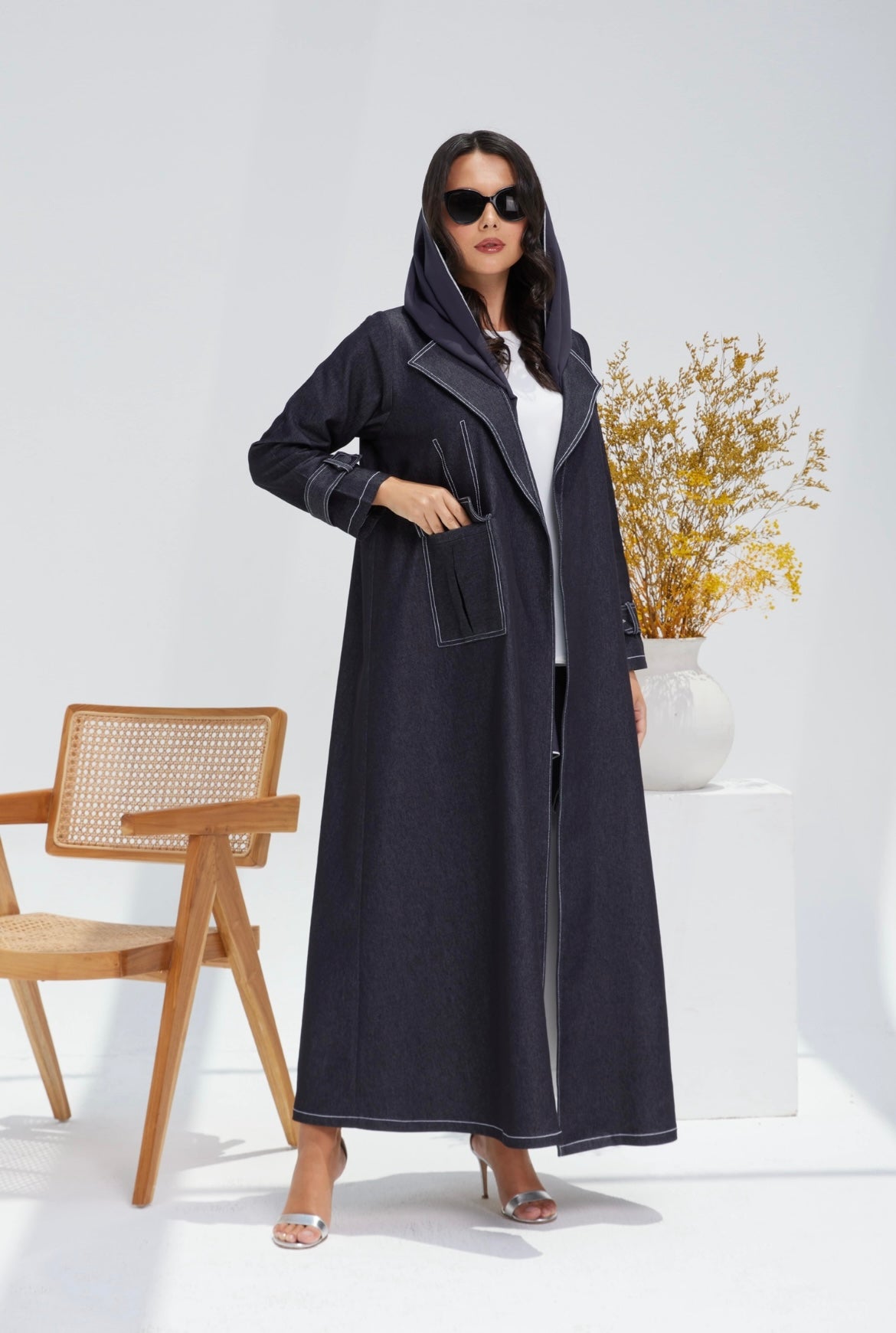 Gray Denim Abaya