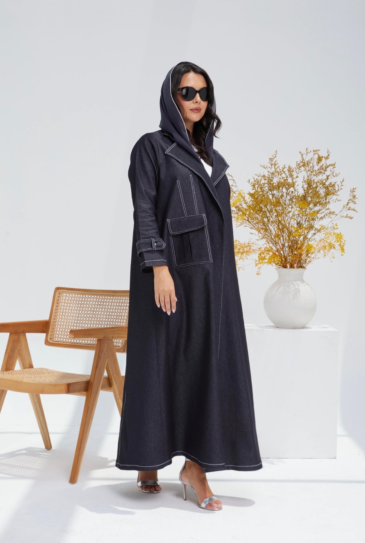 Gray Denim Abaya