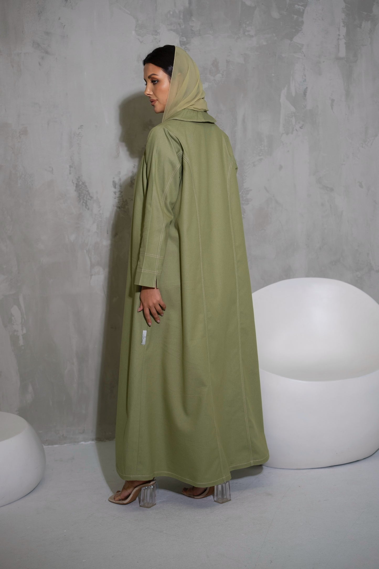 Pistachio Denim Abaya