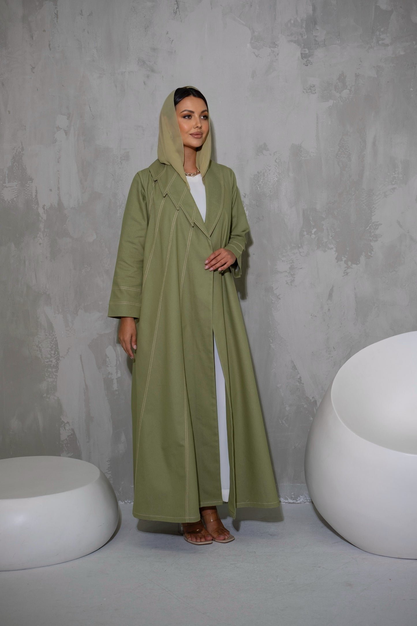 Pistachio Denim Abaya