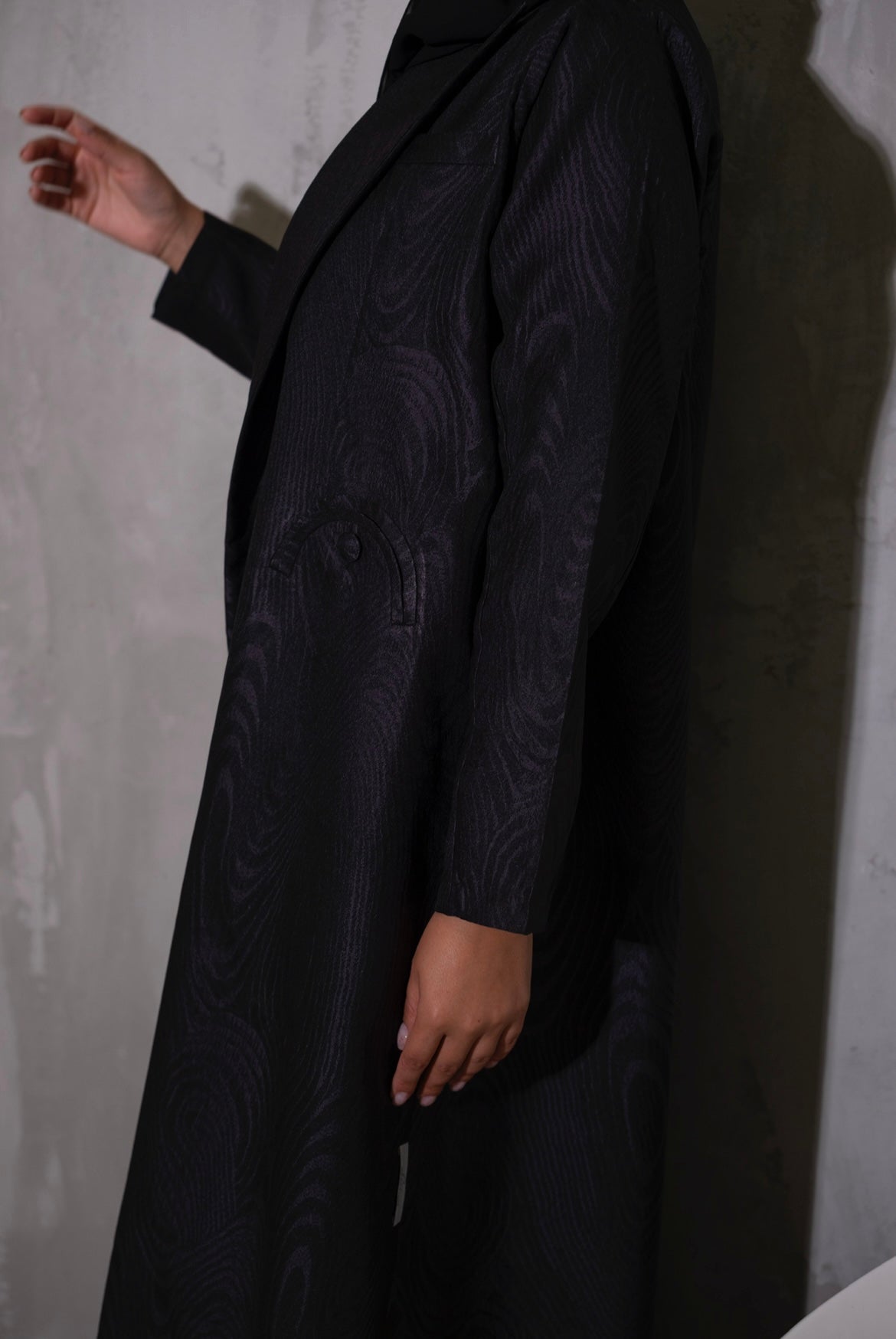 Taffeta Jacquard Coat Abaya