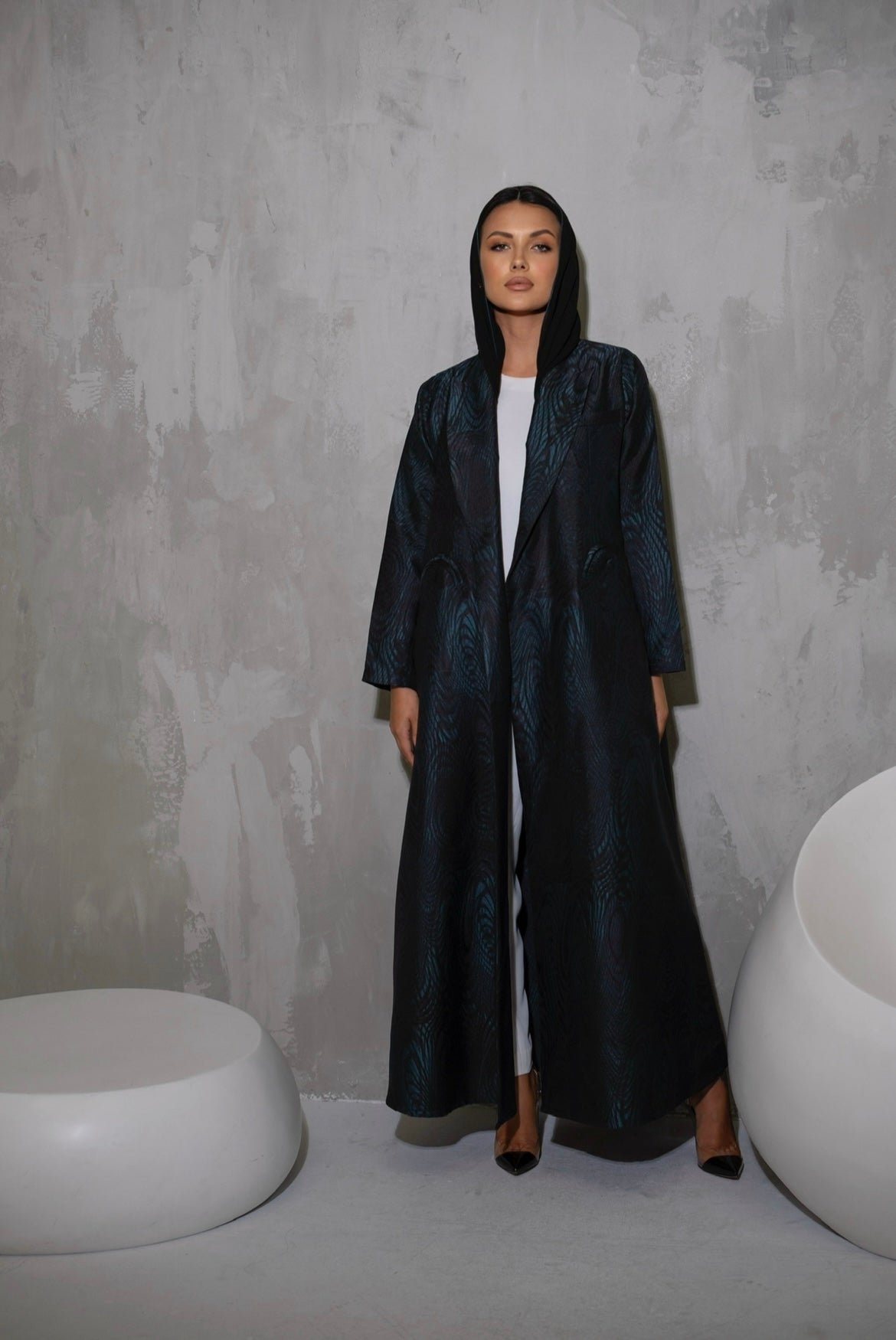 Taffeta Jacquard Coat Abaya