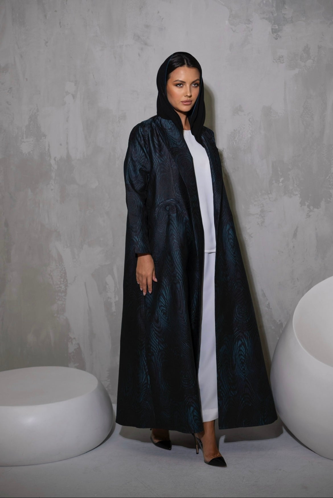 Taffeta Jacquard Coat Abaya