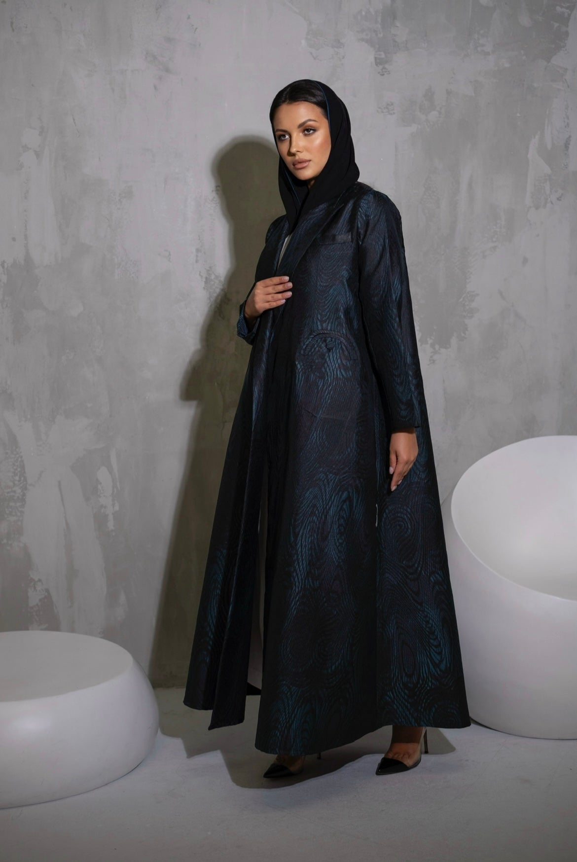 Taffeta Jacquard Coat Abaya