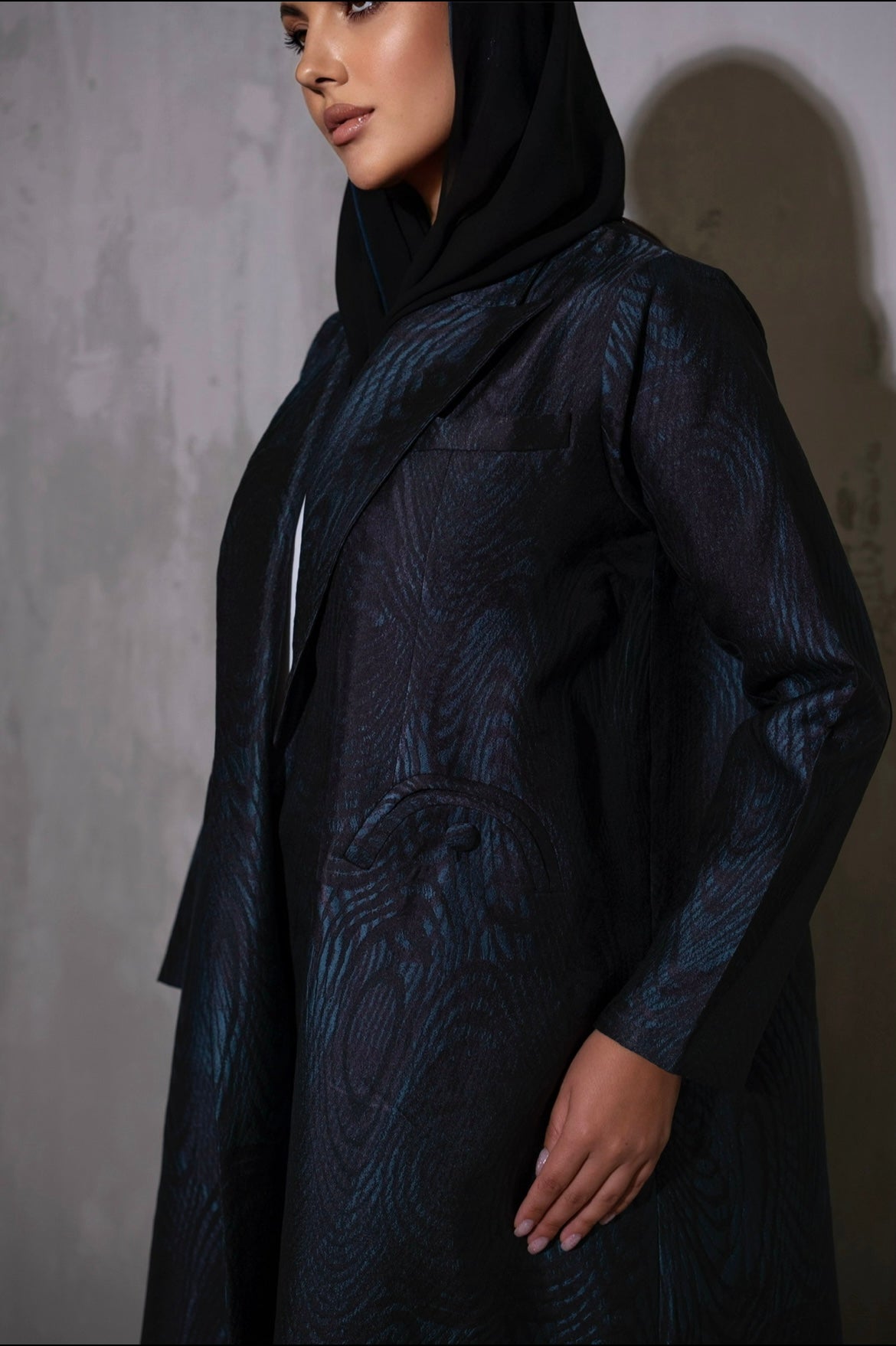 Taffeta Jacquard Coat Abaya