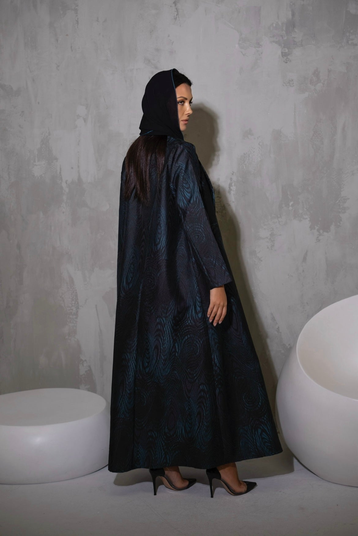 Taffeta Jacquard Coat Abaya