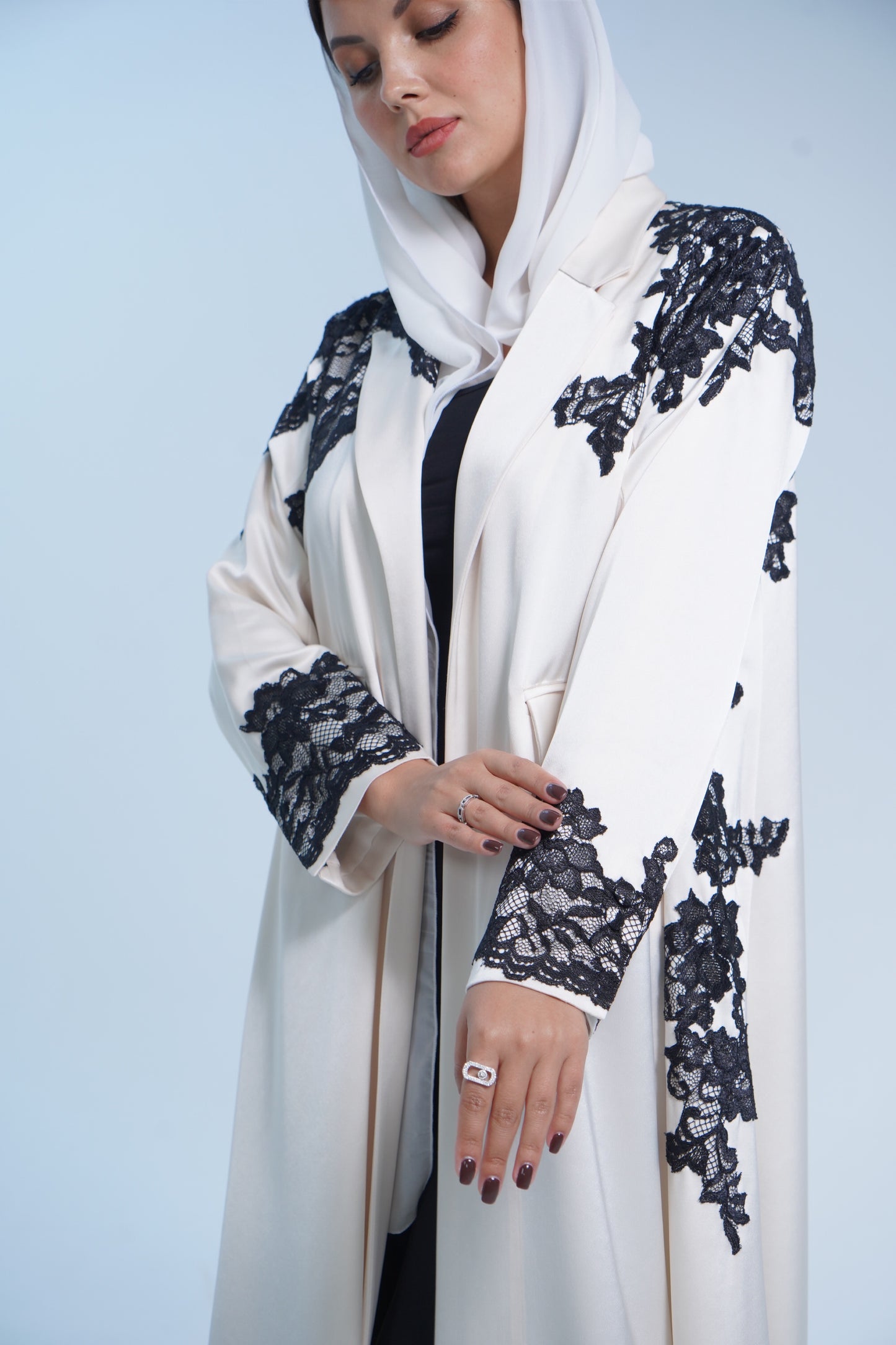 Satin Lace Abaya