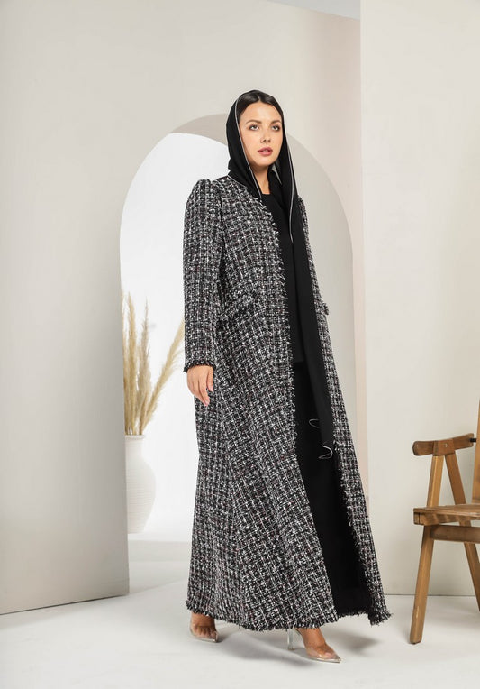 Black Tweed Abaya