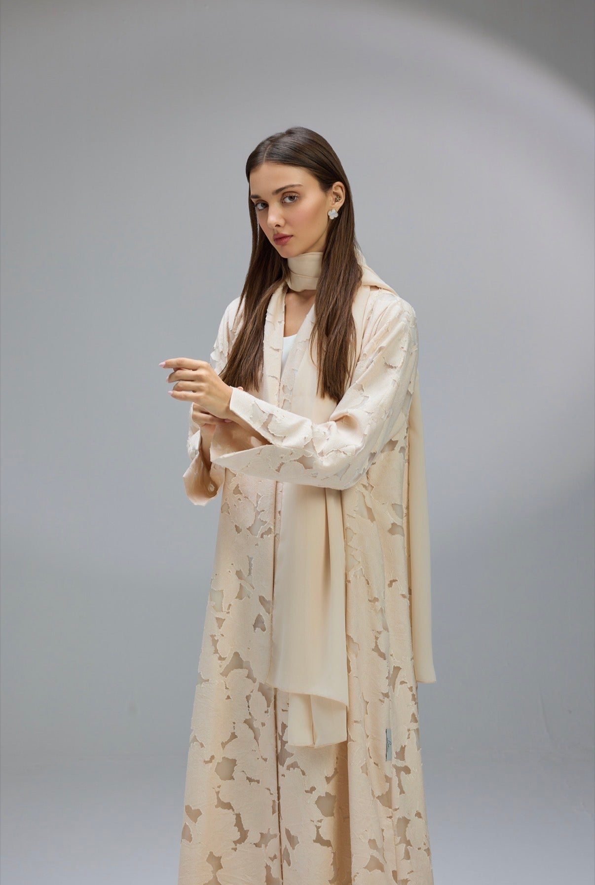 Jacquard flower Abaya