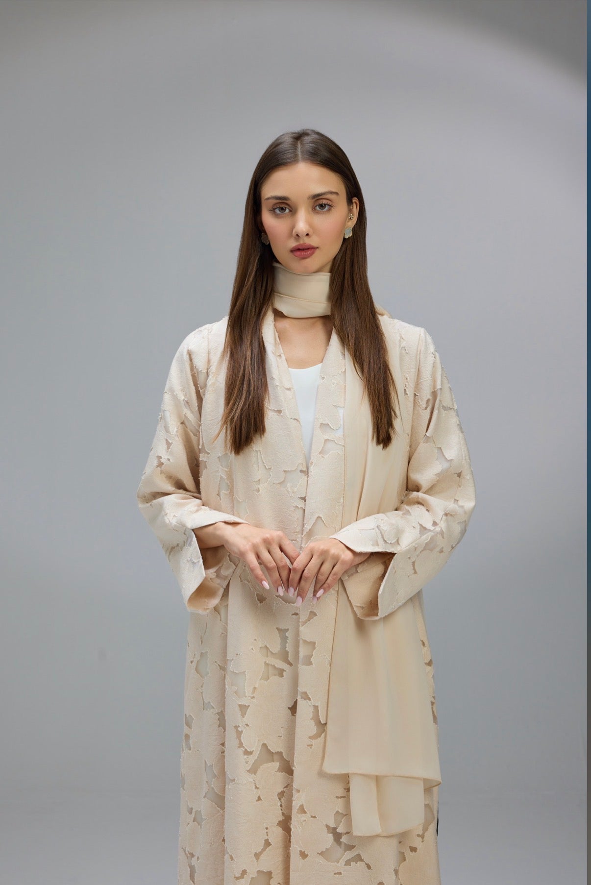 Jacquard flower Abaya