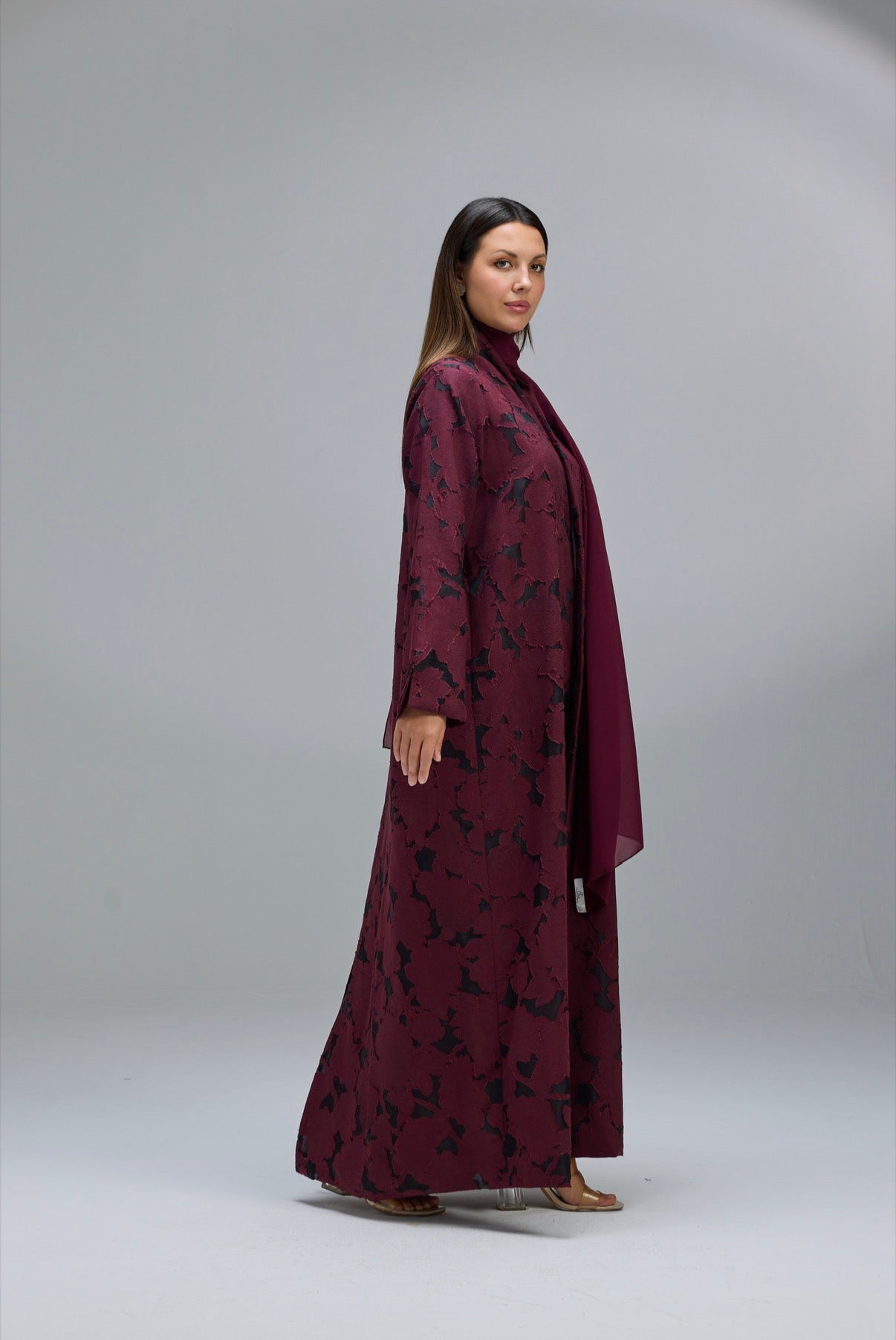 Jacquard flower Abaya