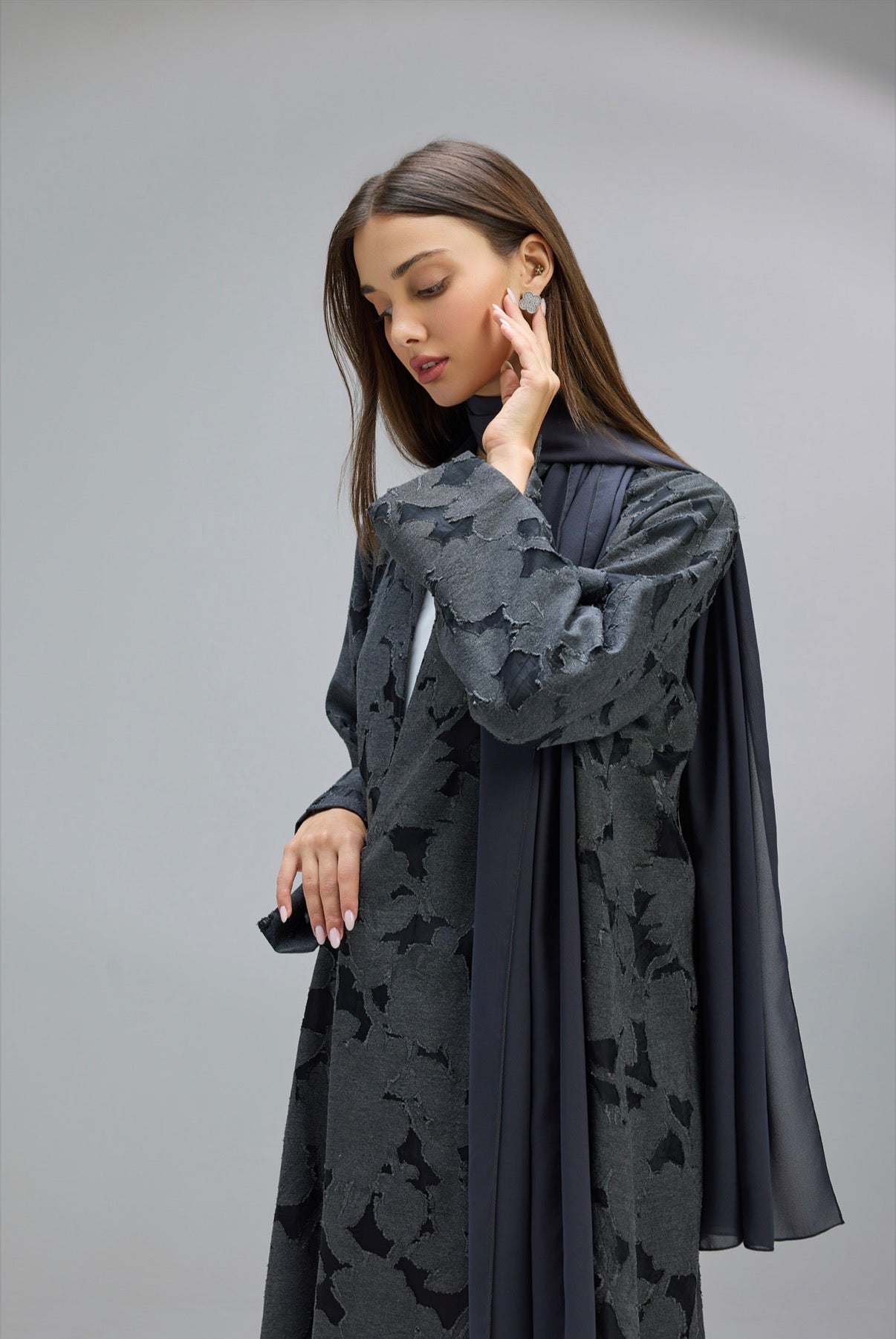 Jacquard flower Abaya