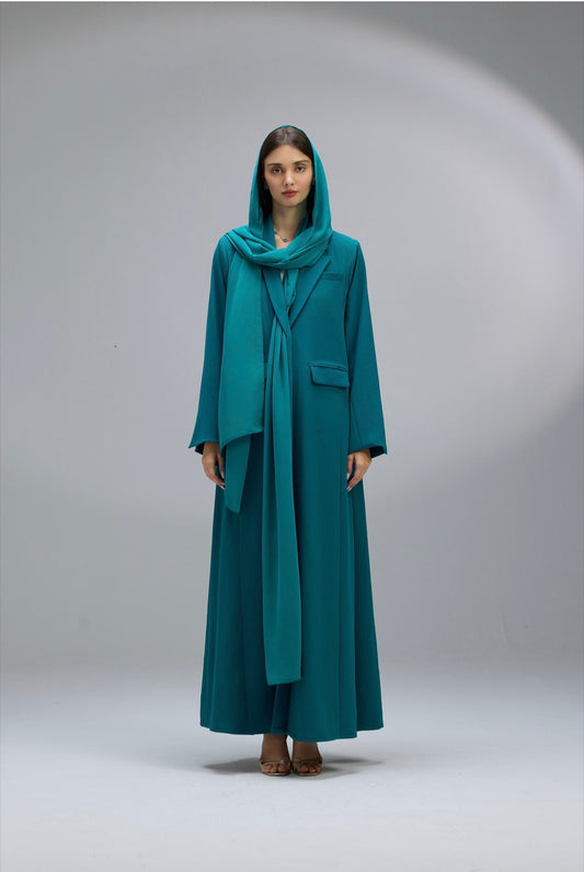 Turquoise Scarf Abaya