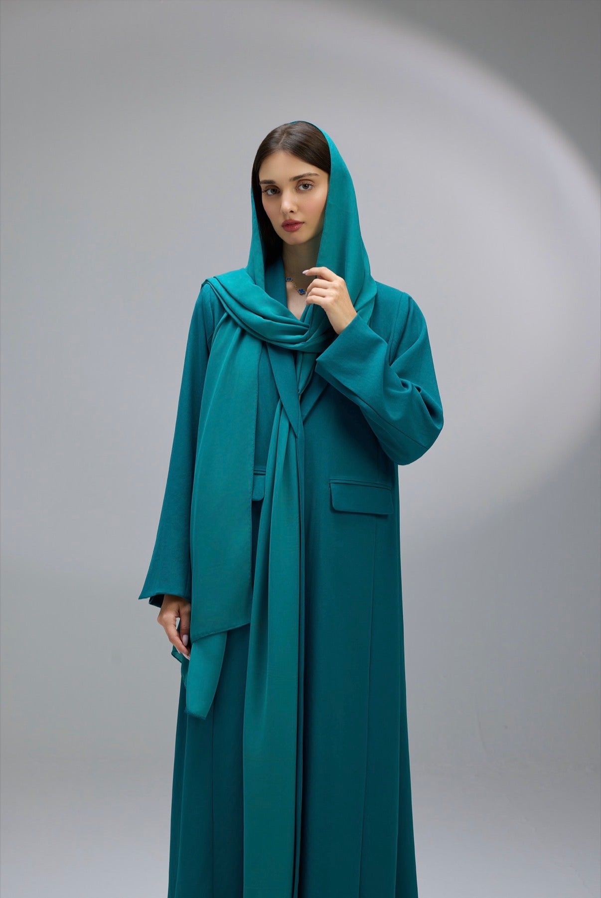 Turquoise Scarf Abaya