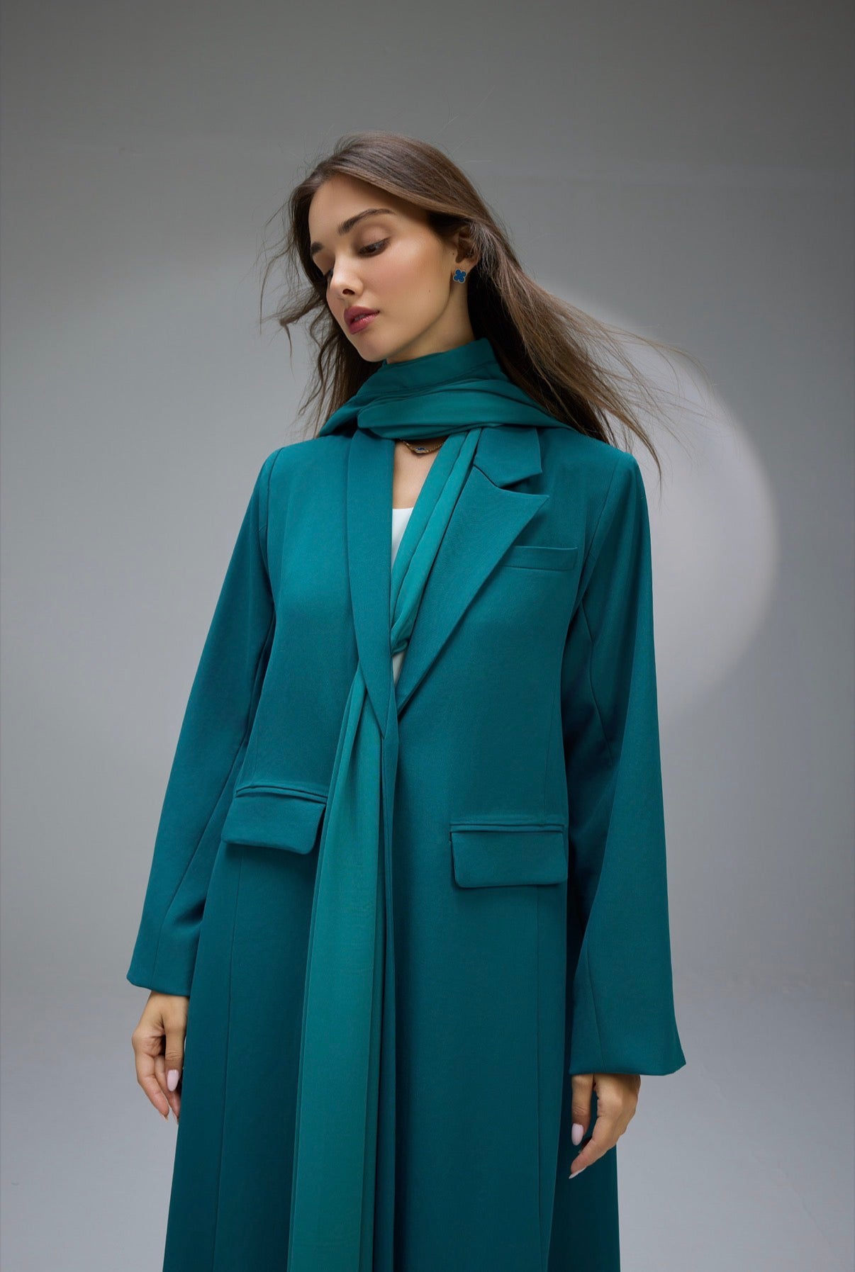Turquoise Scarf Abaya