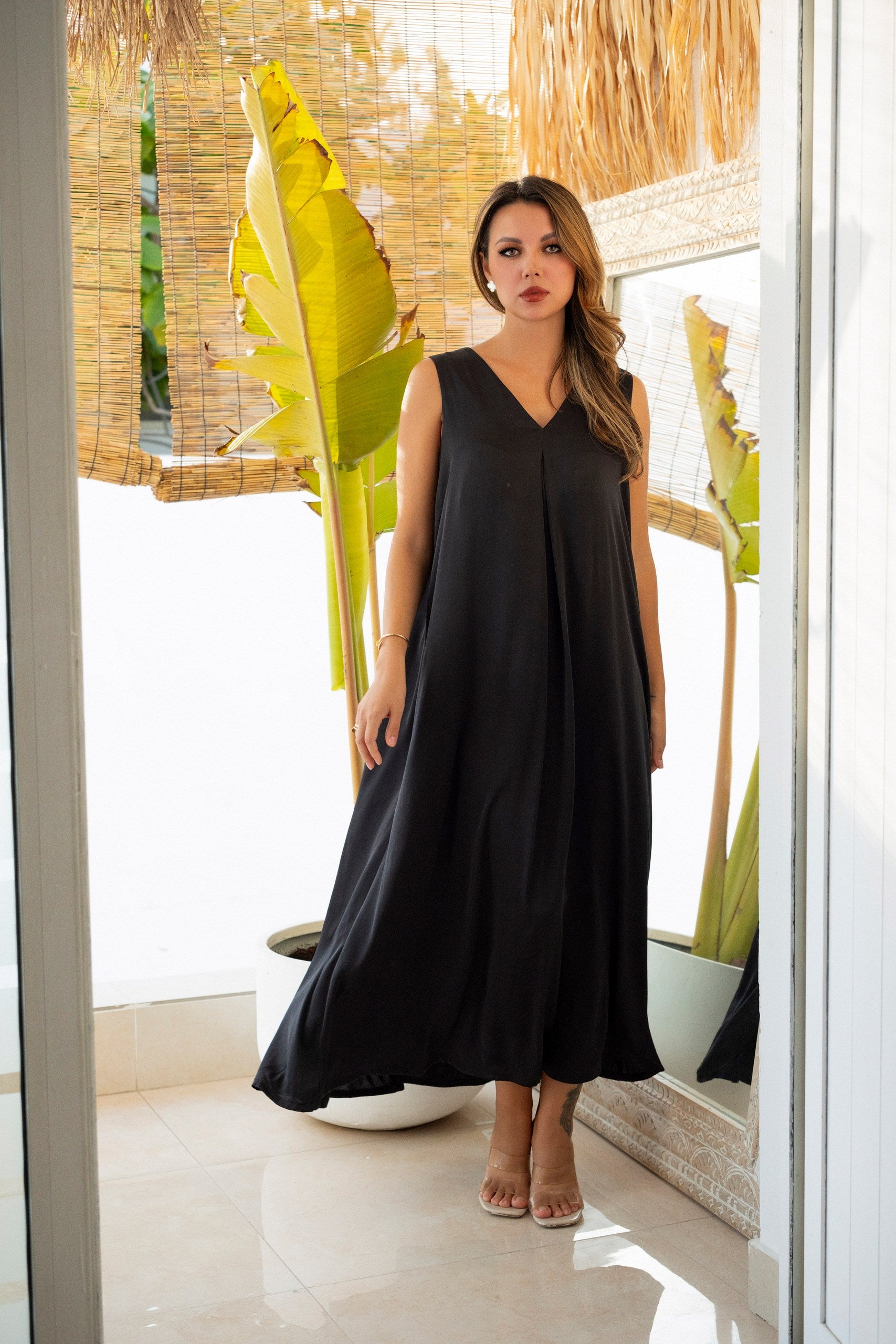 silk inner dress Silk Abaya Inner Slip Dress -Versatile Neutral