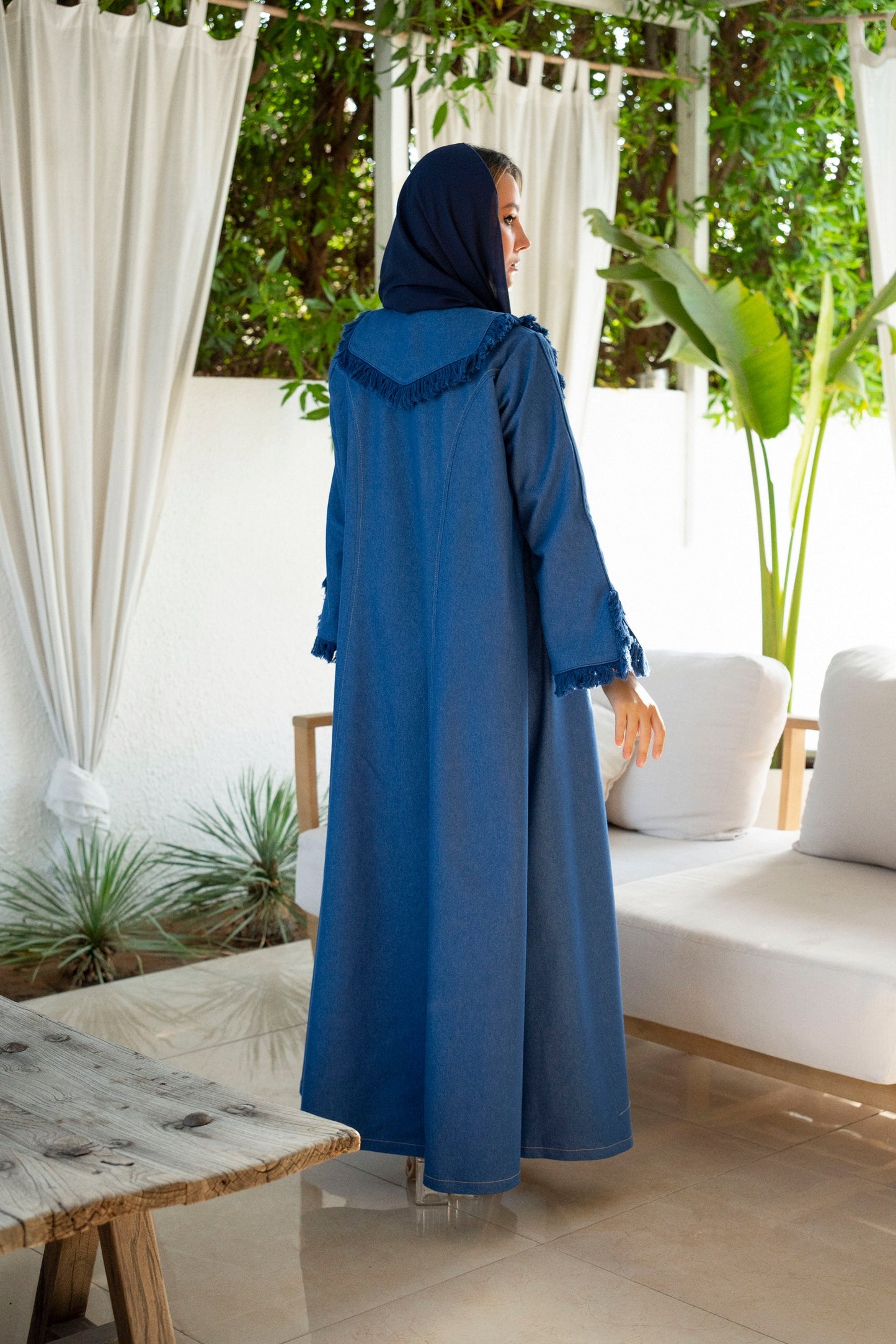 Denim Tasseles Abaya