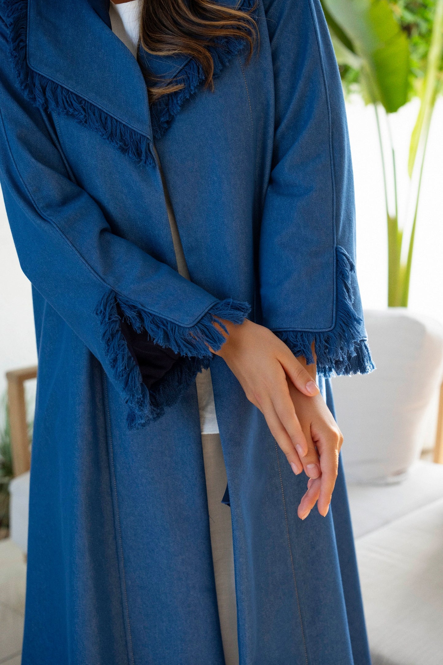 Denim Tasseles Abaya